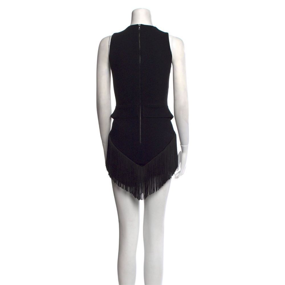 David Koma Black Fringe Trim Triangle Sleeveless Mini Cocktail Dress Size 6 - Picture 9 of 16